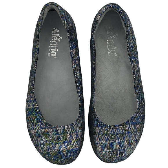 Alegria Multicolor Geometric Print Metallic Flats - Picture 1 of 9